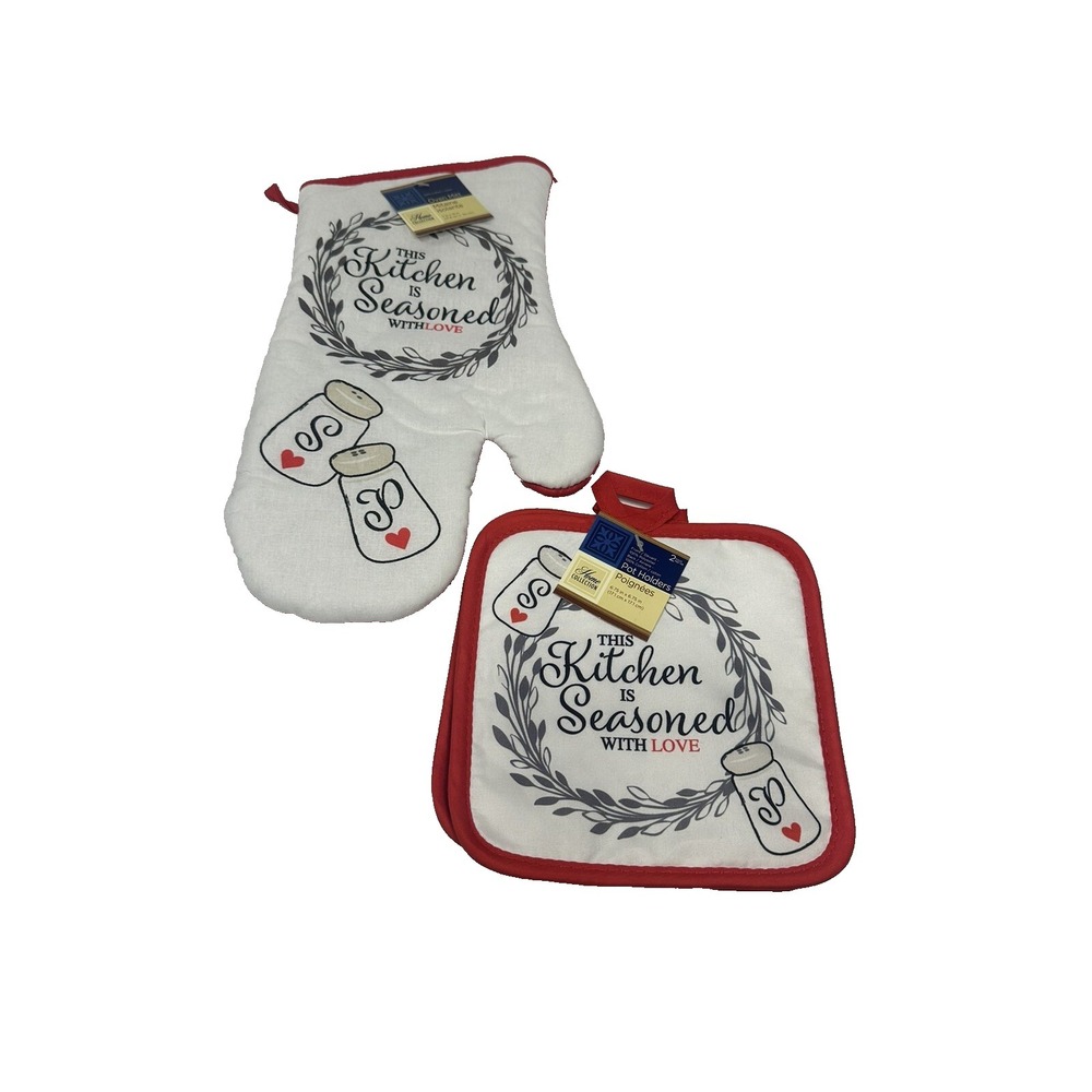 home collection 1 oven mitt 2 pot holds KITCHEN SEASONED WITH LOVE
